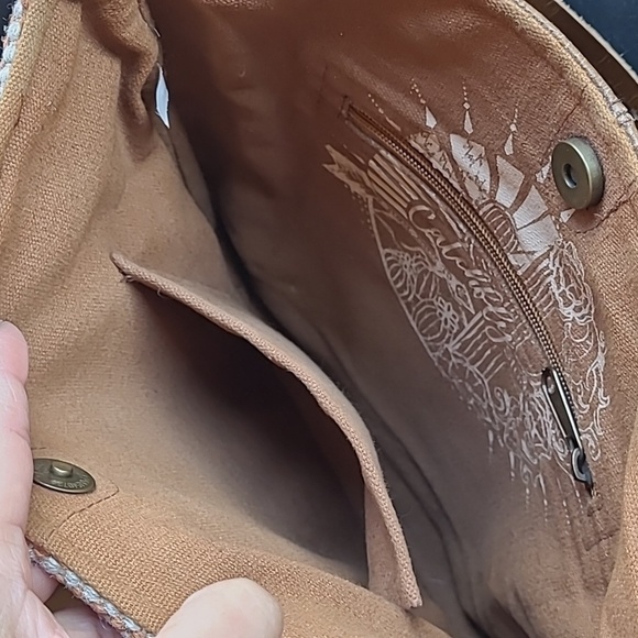 Catchfly Studio Aztec Rug Southwest Beaded Boho Aqua Brown Leather Crossbody Bag - Picture 12 of 12